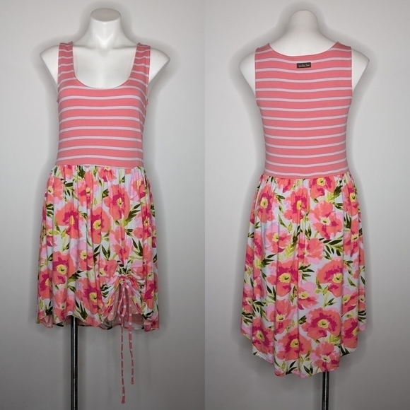 Matilda Jane Dresses & Skirts - ✨3/$15 Matilda Jane blue grey floral cinch accent scoop neck sleeveless dress M